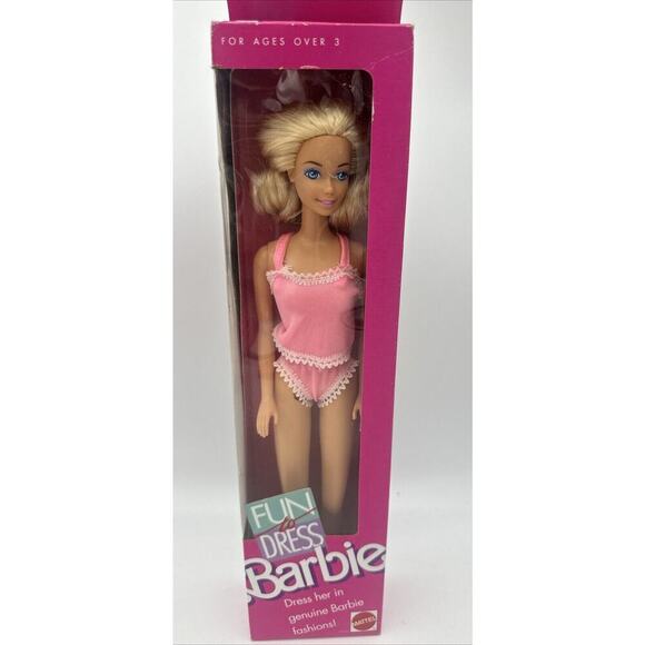 Fun to Dress Blonde Barbie Doll in Pink Cami Top & Panties 1989 Mattel #4808